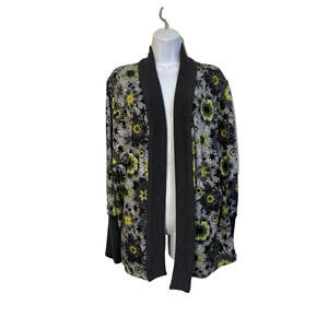 Delle Celle New York  Floral Knit Open Cardigan 2X  Italy EU 54 Art to Wear